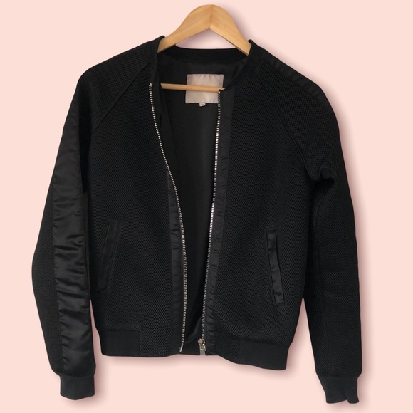 MAJE Elyana Mesh Black Bomber Jacket - Picture 7 of 14